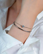 18K Solid Gold 1ct Lab Grown Diamond Double Layer Bracelets - Side View | Riyanika Jewels