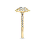 1.55 CTW Double Halo & Pavé Round Lab Grown Diamond Engagement Ring in 18K Solid Gol - Detail
