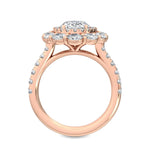 18K Solid Gold 3.94 CT Oval Double Halo Natural Diamond Engagement Ring - Side View
