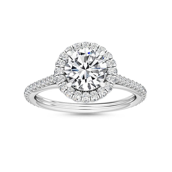 14K 1.11ct Lab Grown Diamond Round Brilliant Cut Halo Engagement Ring