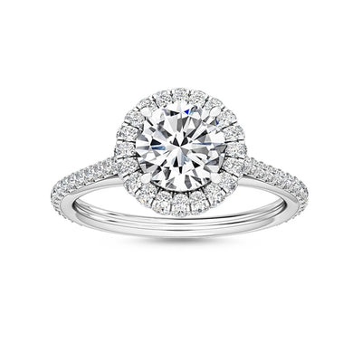 14K 1.11ct Lab Grown Diamond Round Brilliant Cut Halo Engagement Ring