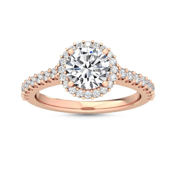 14K 1.5ct Natural Diamond Round Brilliant Cut Halo Engagement Ring