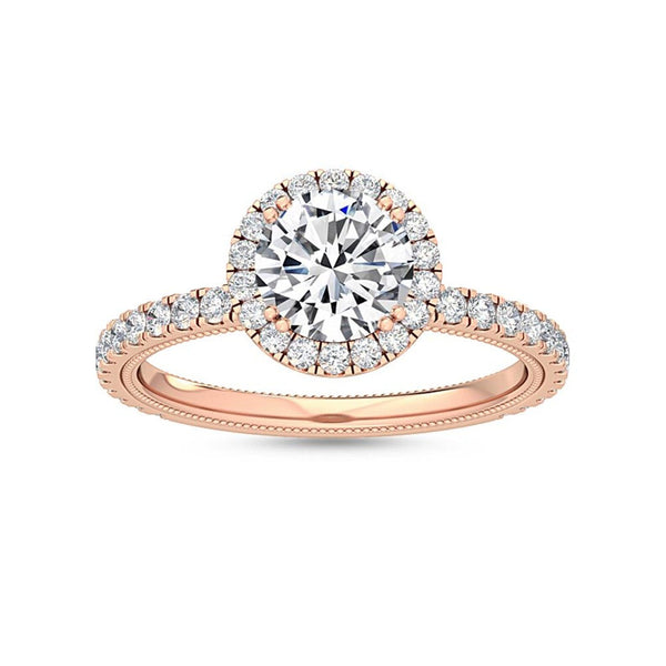 14K 1.58ct Lab Grown Diamond Round Cut Halo Engagement Ring