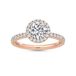 18K Solid Gold 1.58 Ct Round Cut Natural Diamond Halo Engagement Ring - Side View | Riyanika Jewels