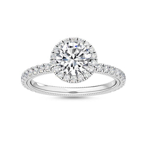 14K 1.5ct Natural Diamond Round Cut Halo Engagement Ring