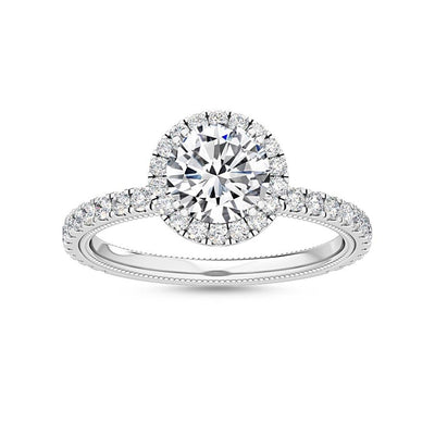 14K 1.5ct Natural Diamond Round Cut Halo Engagement Ring
