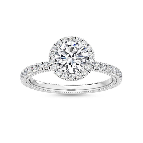 14K 1.58ct Lab Grown Diamond Round Cut Halo Engagement Ring