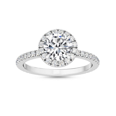 14K 1.54ct Lab Grown Diamond Round Cut Halo Engagement Ring