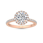 1.54 Carat Round Halo Pavé Natural Diamond Engagement Ring in 18K Gold - Detail | Riyanika Jewels