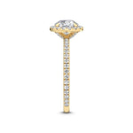 1.54 Carat Round Halo Pavé Natural Diamond Engagement Ring in 18K Gold - Close Up | Riyanika Jewels