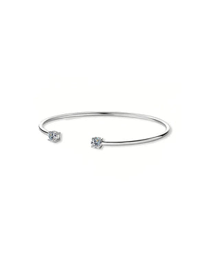 18K Solid Gold 1ct Natural Diamond Open Bangle With Two Stones