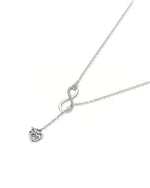 18K Solid Gold Infinity & Solitaire Lab Grown Diamond Pendant With Long Chain Necklace - Close Up