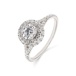 18K Solid Gold 1.42 CT Round Cut Double Halo Pave Natural Diamond Engagement Ring