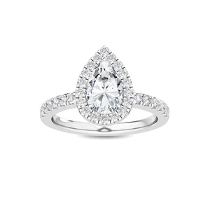 18K Solid Gold 1.44 CT Pear Shaped Natural Diamond Halo Engagement Ring