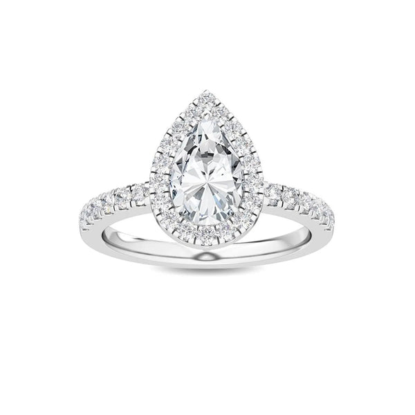 14K 1.44ct Lab Grown Diamond Pear Cut Halo Engagement Ring