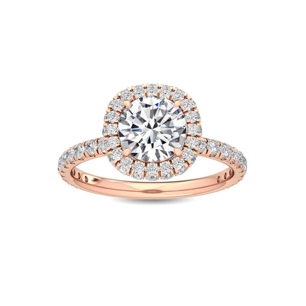 14K 1.32ct Lab Grown Diamond Round Cut Halo Engagement Ring
