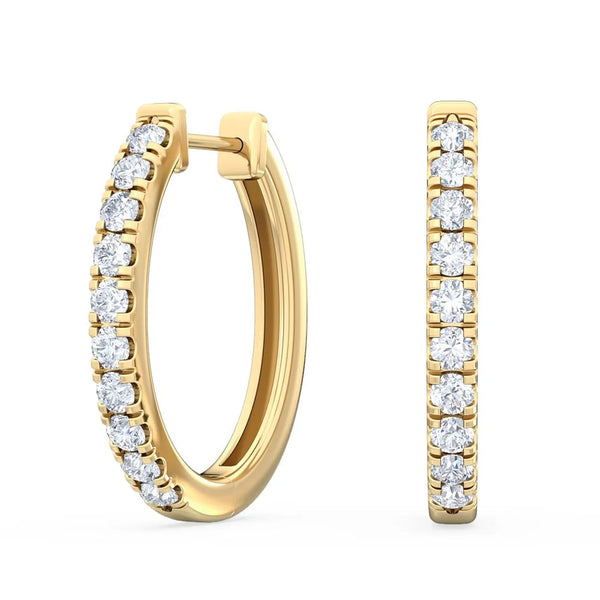 18K Solid Gold 0.44Ct Lab Grown Diamond Hoop Earrings - Side View | Riyanika Jewels