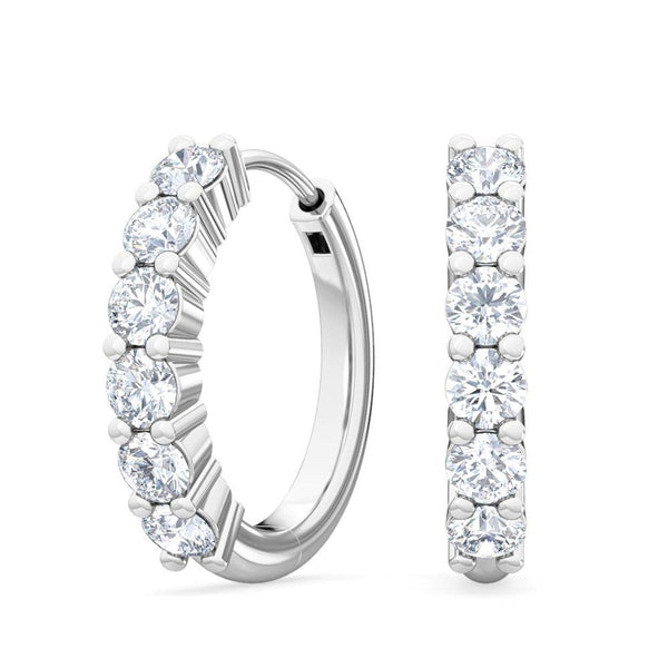 14K 0.48ct Natural Diamond Round Cut Hoop Earrings