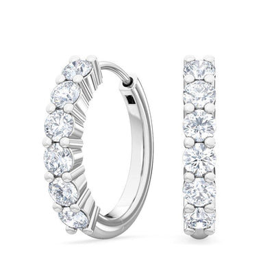 14K 0.48ct Natural Diamond Round Cut Hoop Earrings
