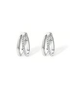 14K Solid Gold Diamond Huggie Earrings | Double Hoop Diamond