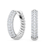 18K Solid Gold 0.41Ct Natural Diamond Hoop Earrings