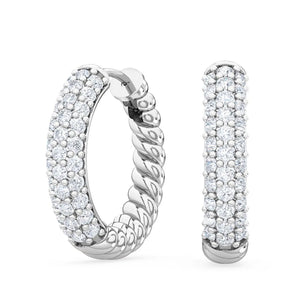 14K 0.41ct Natural Diamond Pave Hoop Earrings