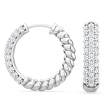 18K Solid Gold 0.41Ct Lab Grown Diamond Hoop Earrings | 18K Solid Gold Twisted Pave Huggies - View 6 | Riyanika Jewels