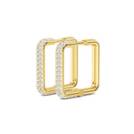 18K Solid Gold 0.67 Ct Pave Natural Diamond Rectangular Hoop Earrings - Detail | Riyanika Jewels