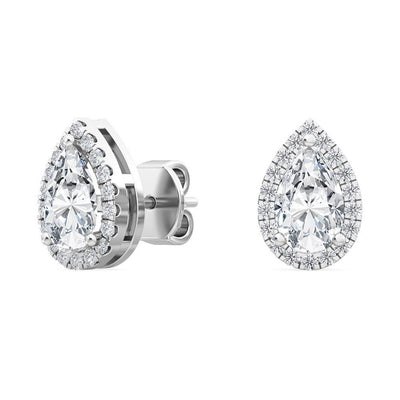 14K 1.18ct Natural Diamond Pear Cut Halo Earrings