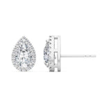 18K Solid Gold 1.18Ct Lab Grown Diamond Pear Shape Halo Studs Earrings - View 6 | Riyanika Jewels