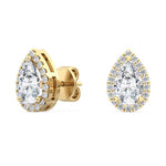 14K 1.18ct Lab Grown Diamond Pear Cut Halo Earrings
