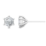 18K Solid Gold 1.00ct Hexagon Natural Diamond Studs