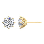 18K Solid Gold Round Brilliant 2.0 CTW 8-Prong Natural Diamond Stud Earrings - Alternate Angle