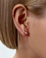 18K Solid Gold Small Natural Diamond Stud Earrings - Side View | Riyanika Jewels