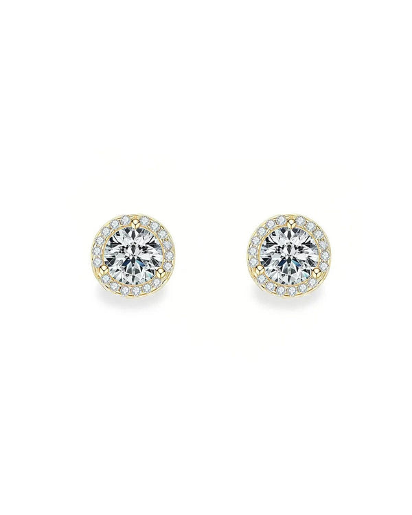 14K 1ct Lab Grown Diamond Halo Stud Earrings