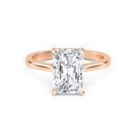 18K Solid Gold 1.6ct Radiant Cut Natural Diamond Solitaire Engagement Ring - Detail
