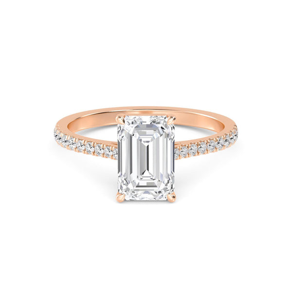 18K Solid 1.71 CT Emerald Cut Solitaire Lab Grown Diamond Engagement Ring - Side View