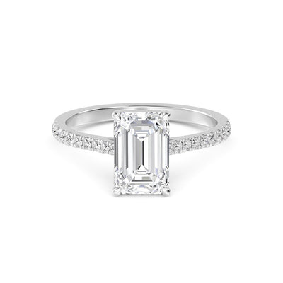 18K Solid 1.71 CT Emerald Cut Solitaire Natural Diamond Engagement Ring