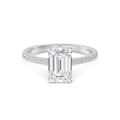 14K 1.5ct Natural Diamond Emerald Cut Solitaire Engagement Ring
