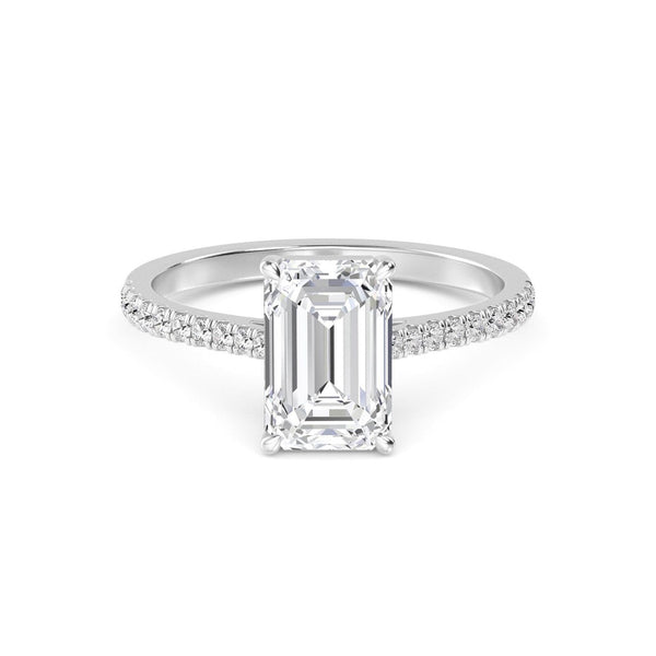 14K 1.5ct Natural Diamond Emerald Cut Solitaire Engagement Ring