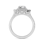 18K Solid Gold 1.50CT Vintage-Inspired Round Brilliant Cut Natural Diamond Floral Halo - Alternate Angle | Riyanika Jewels