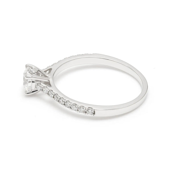 18K Solid Gold 0.77 CT Round Natural Diamond Solitaire Engagement Ring - Side View | Riyanika Jewels