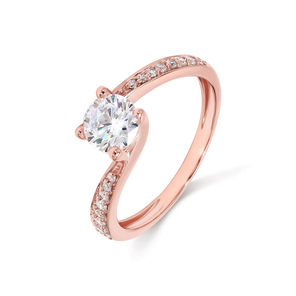 14K 1.5ct Natural Diamond Round Cut Side Stone Engagement Ring
