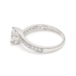 18K Solid Gold 1.28CT Round Solitaire Lab Grown Diamond with Pavé Side Stones Twist Engagement - Close Up | Riyanika Jewels