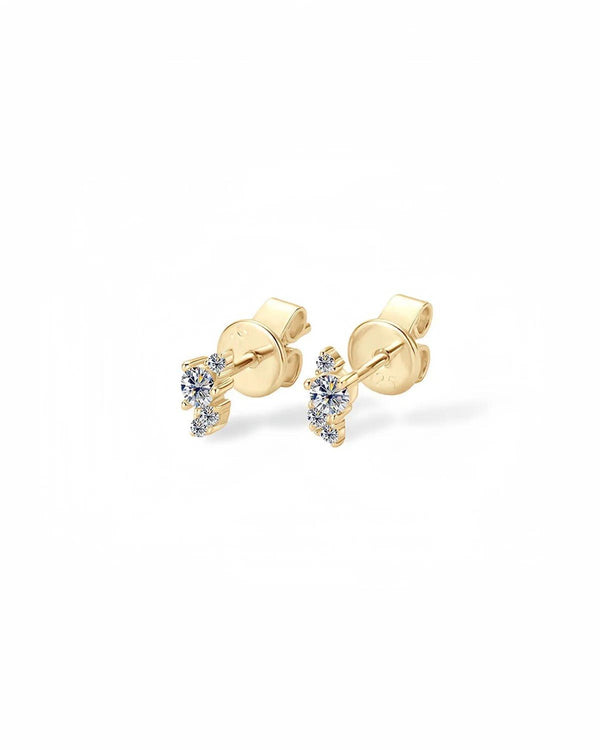 18K Solid Gold Lab Grown Diamond Stud Earrings - Side View | Riyanika Jewels