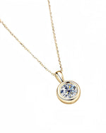 18K Solid Gold 1CT Round Cut Natural Diamond Solitaire Pendent Necklace - Close Up | Riyanika Jewels