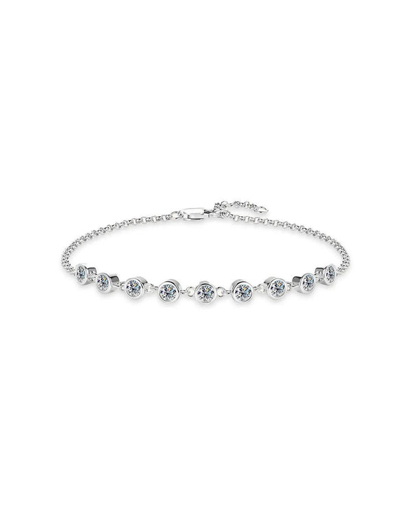 18K Solid Gold 0.9ct Natural Diamond Bracelet | Bezel Diamond Bracelet