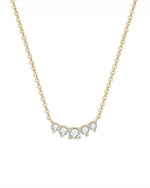 18K Solid Gold 0.58 CTW 5 Diamond Prong Set Diamond Cluster Necklace - Side View | Riyanika Jewels