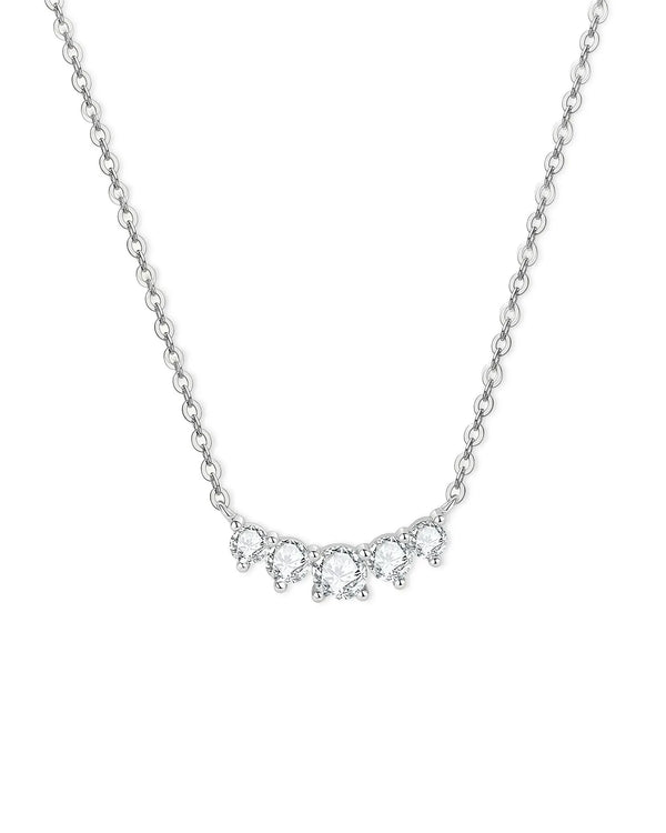 18K Solid Gold 0.58 CTW 5 Diamond Prong Set Diamond Cluster Necklace