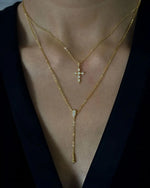 14K Solid Gold Lab Grown Diamond Cross Pendant Necklace